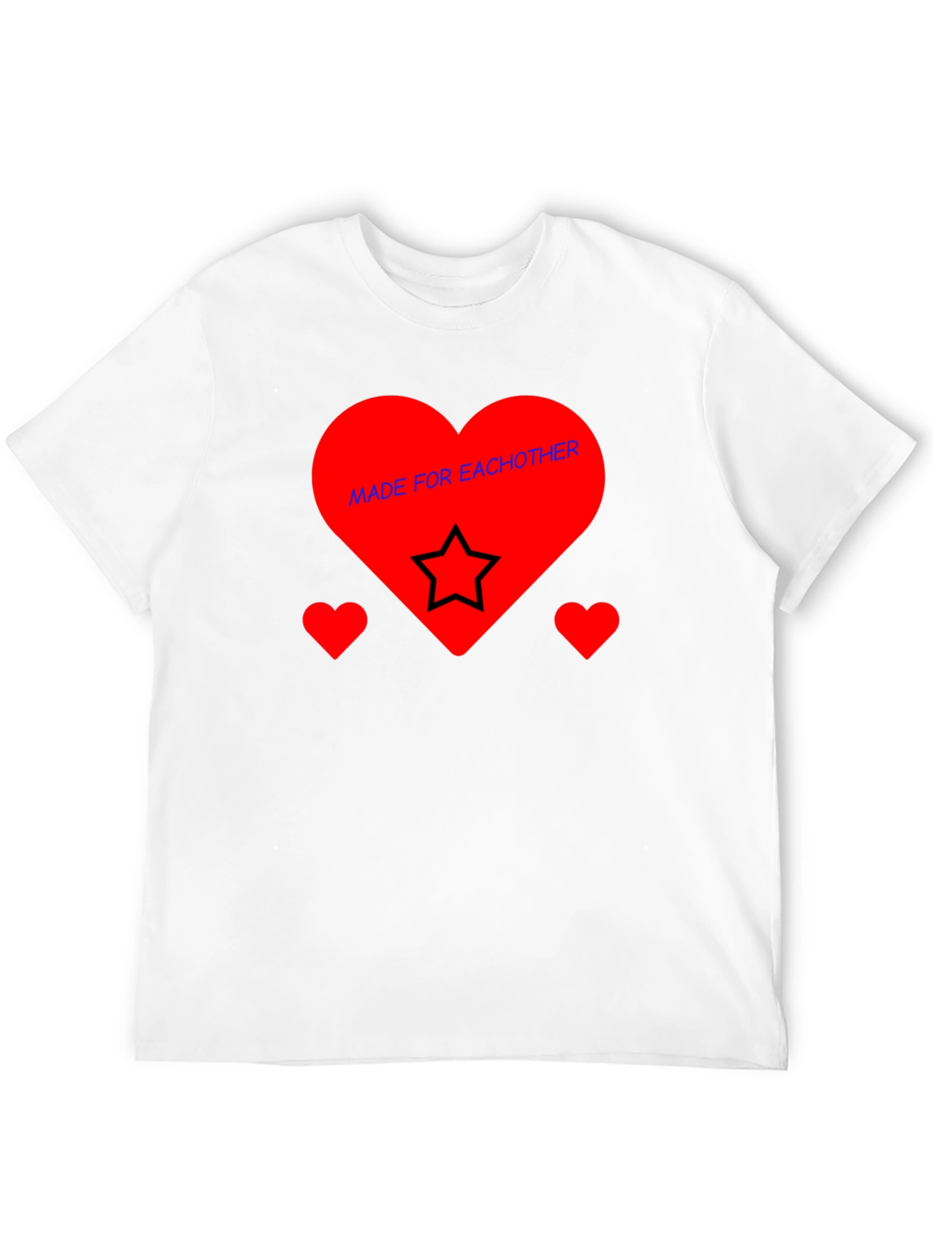 Romantic Heart Star Graphic Black T-Shirt