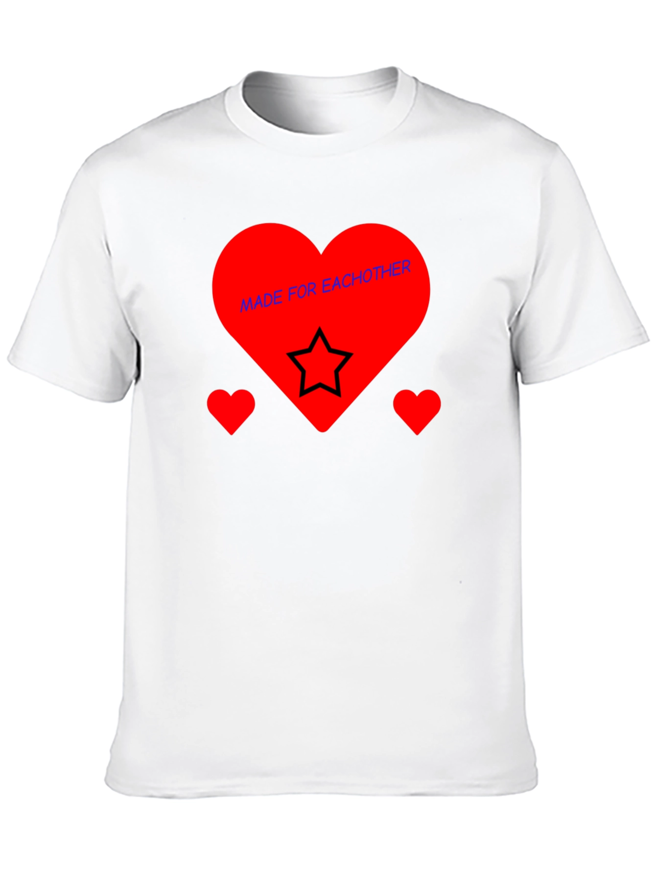Romantic Heart Star Graphic Black T-Shirt