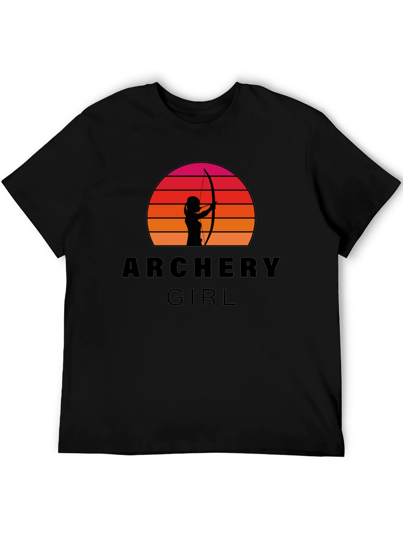 Archery Girl T-Shirt - Sunset Silhouette Bow Hunter Tee