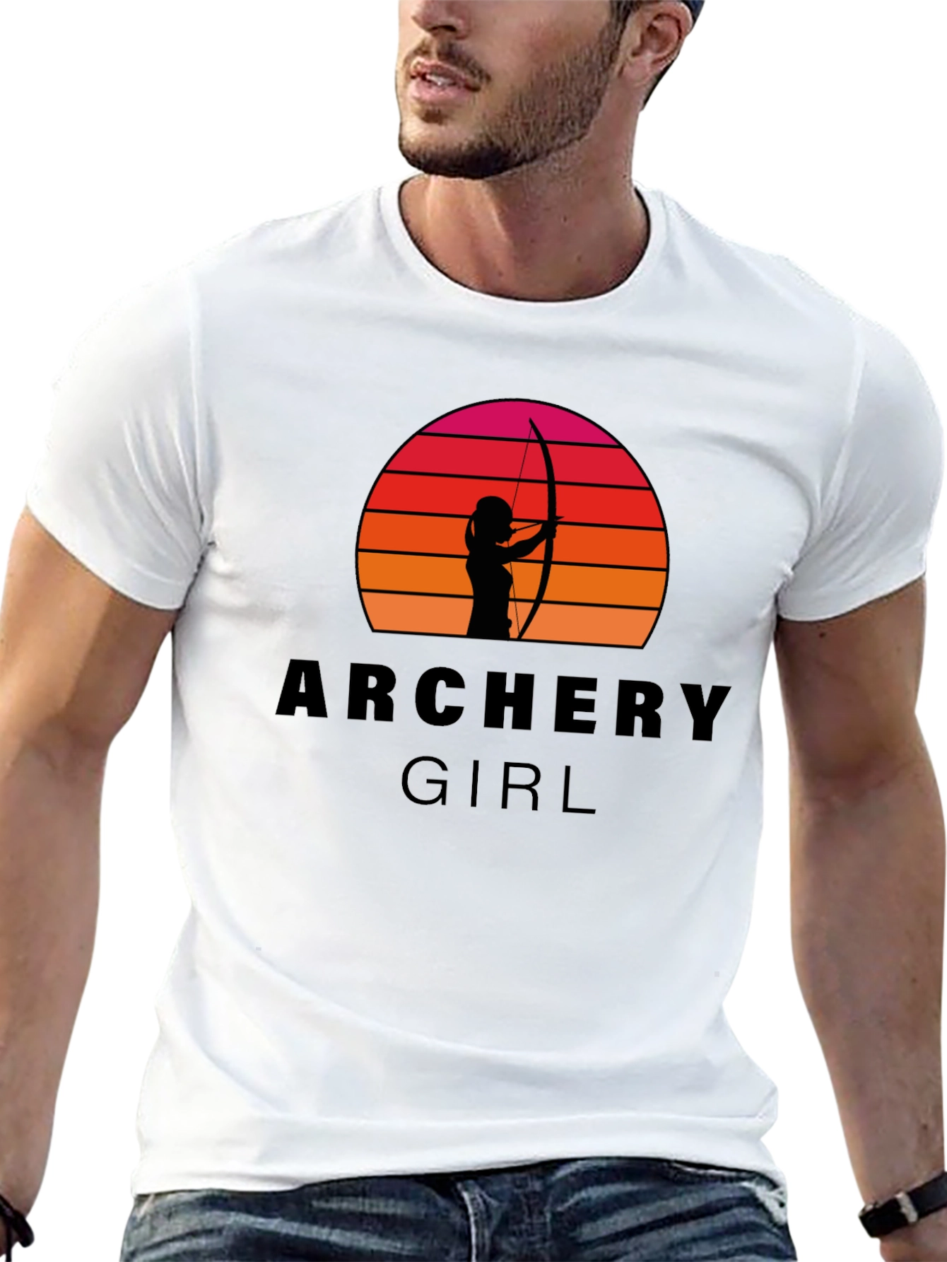Archery Girl T-Shirt - Sunset Silhouette Bow Hunter Tee
