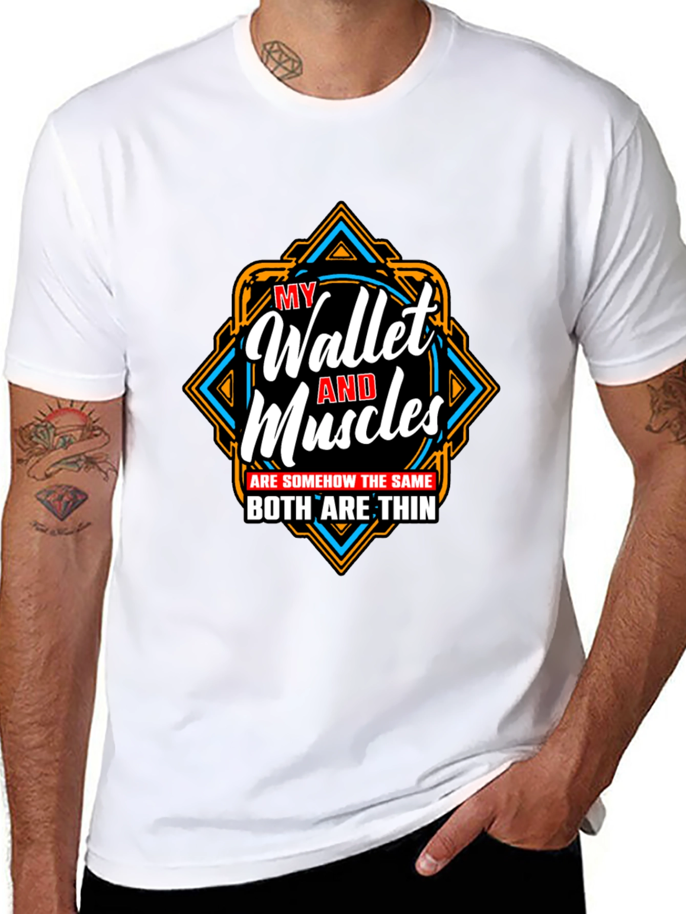 Funny Wallet and Muscles Thin T-Shirt