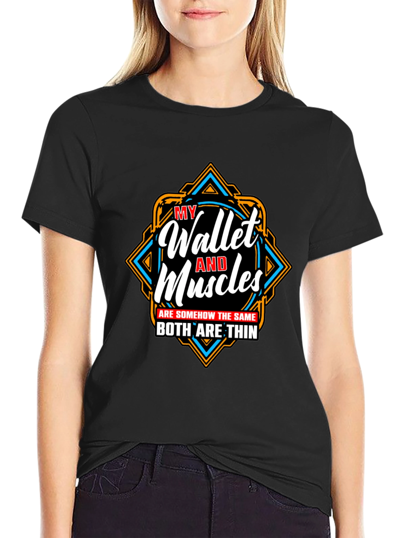 Funny Wallet and Muscles Thin T-Shirt