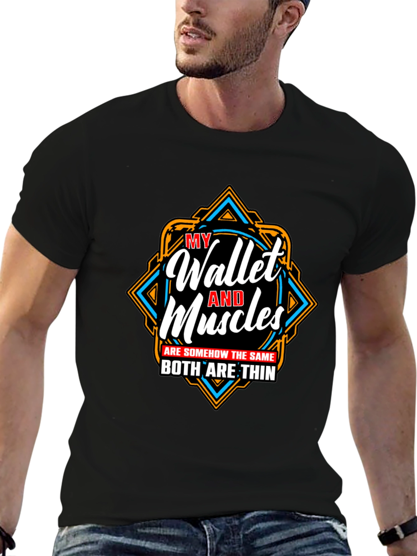 Funny Wallet and Muscles Thin T-Shirt