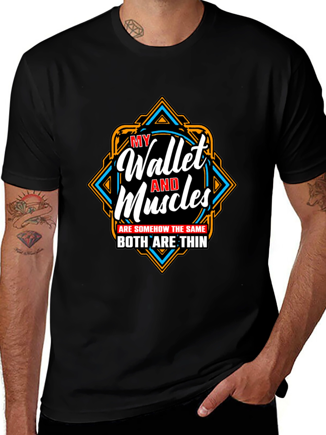 Funny Wallet and Muscles Thin T-Shirt