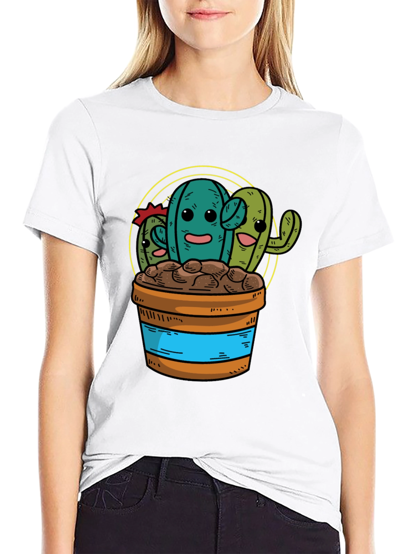 Cactus Graphic Tee - Fun Cartoon Plant Shirt