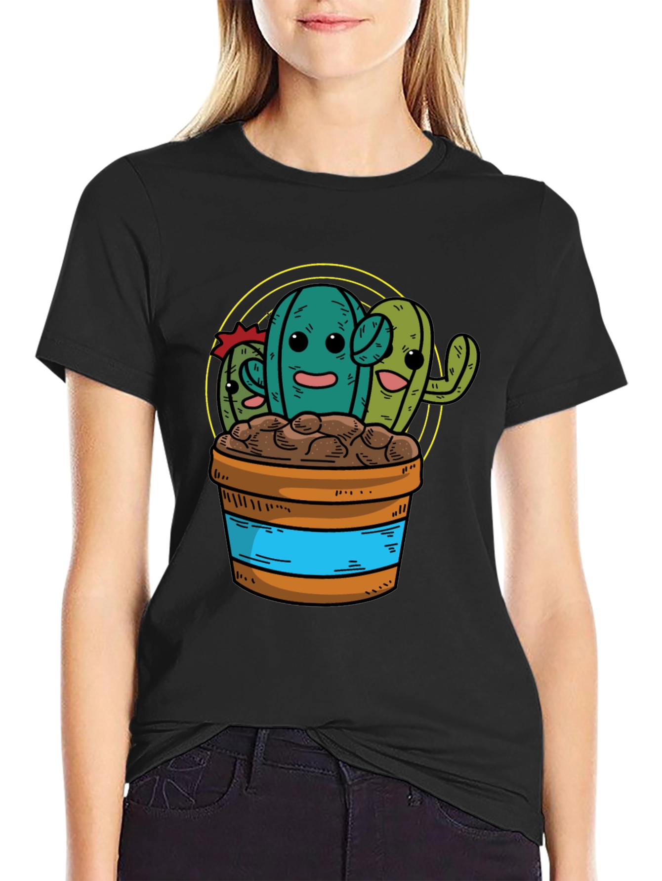 Cactus Graphic Tee - Fun Cartoon Plant Shirt