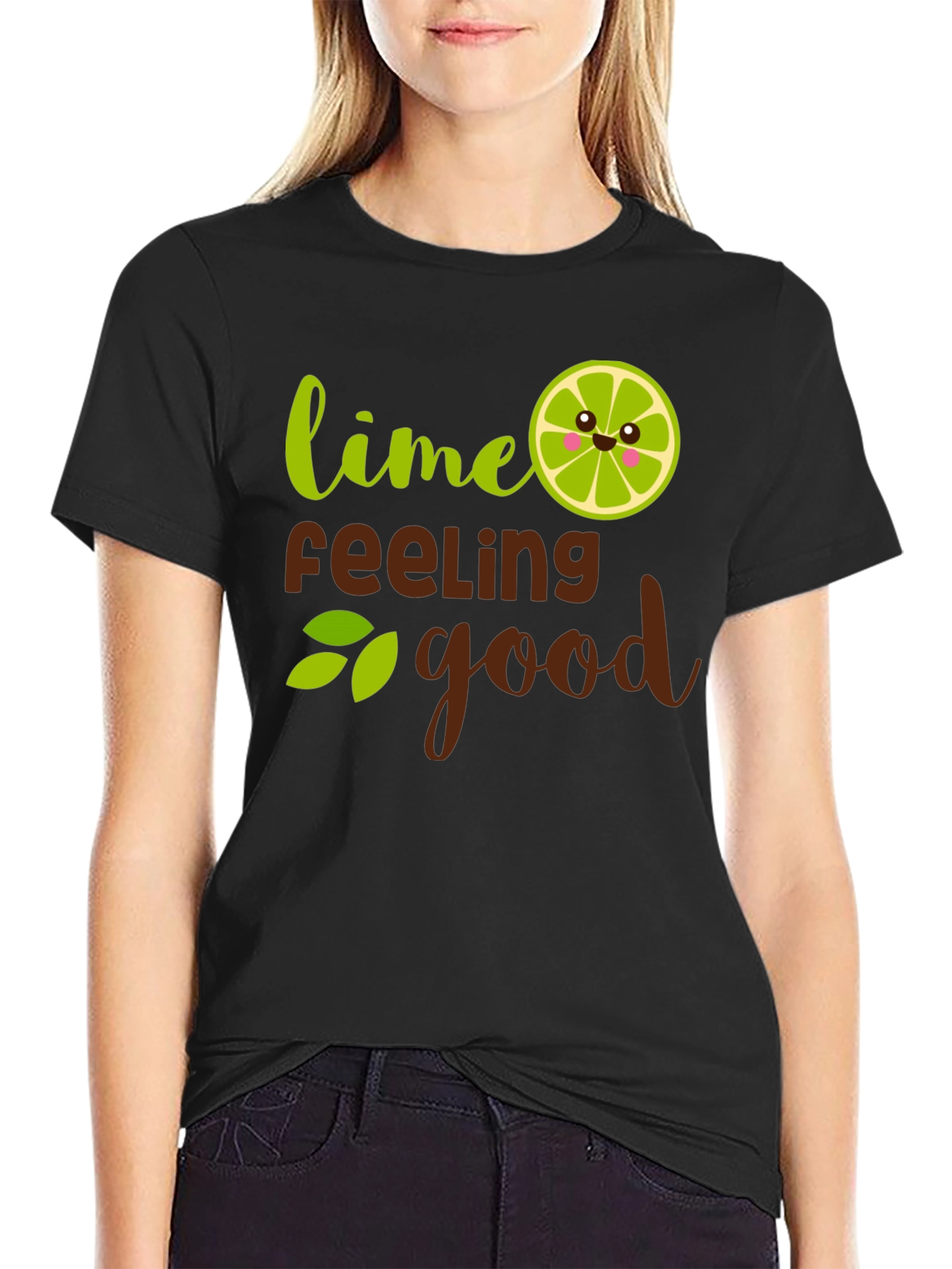 Lime Feeling Good Black T-Shirt