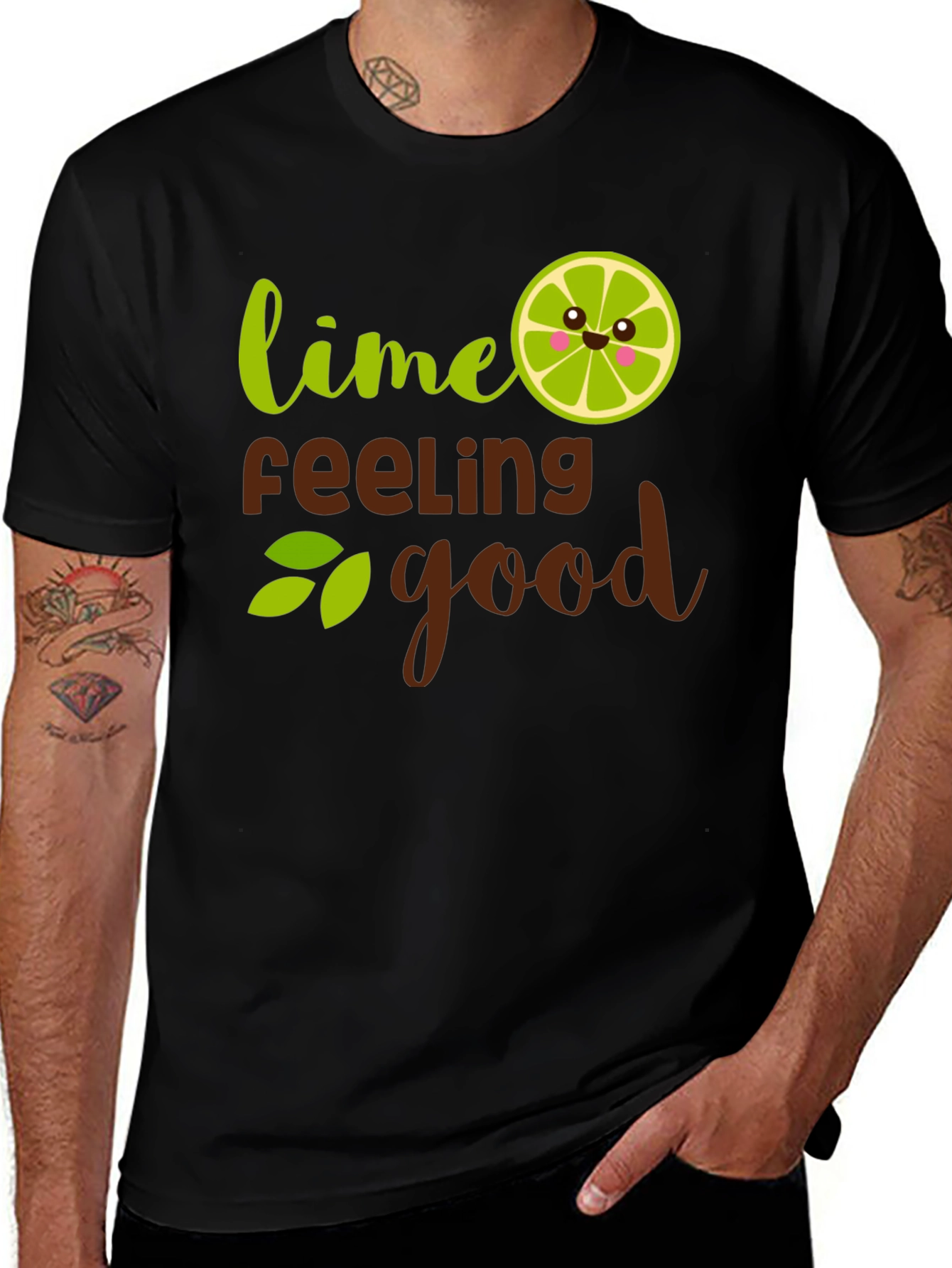 Lime Feeling Good Black T-Shirt