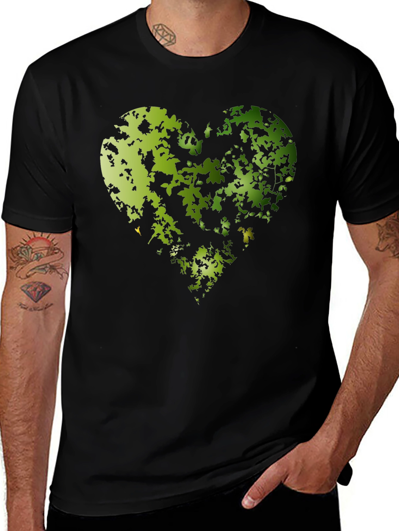 Nature Heart Graphic Tee - Black
