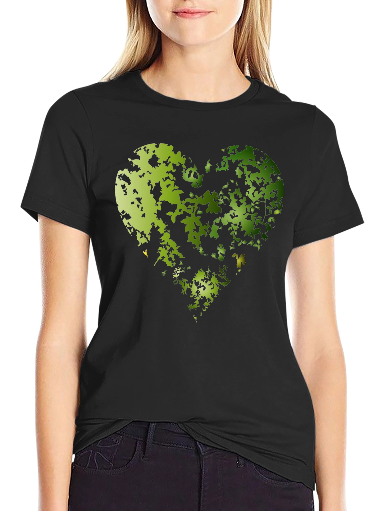 Nature Heart Graphic Tee - Black