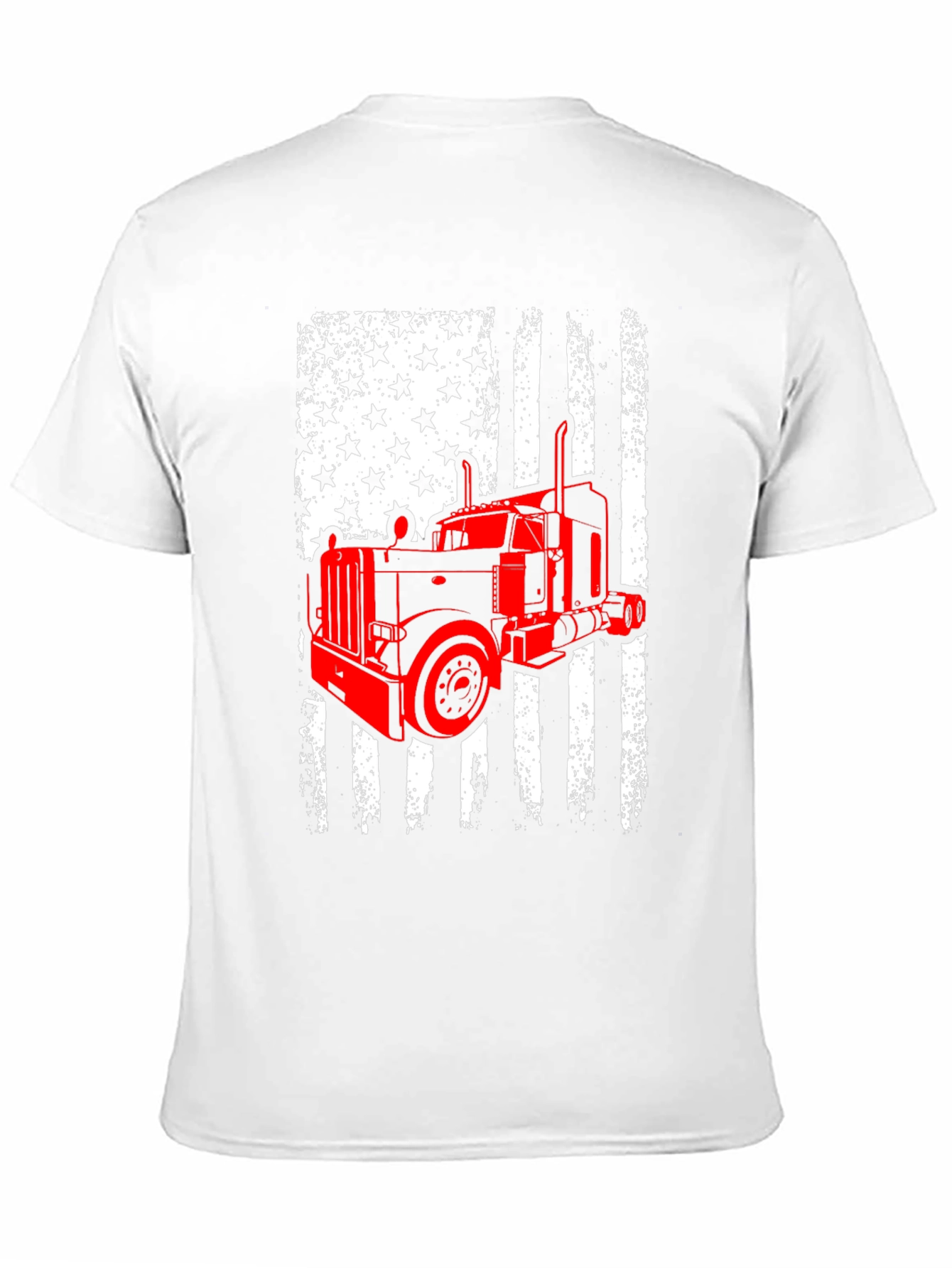 Trucker American Flag Graphic Tee - Black Cotton Blend