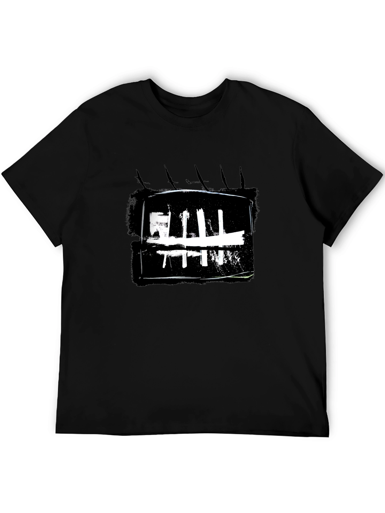 Abstract Graphic Print Black Crew Neck T-Shirt