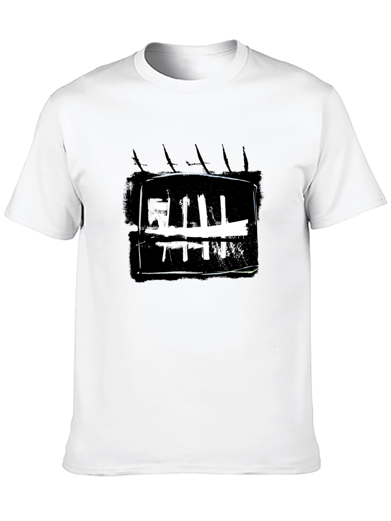 Abstract Graphic Print Black Crew Neck T-Shirt