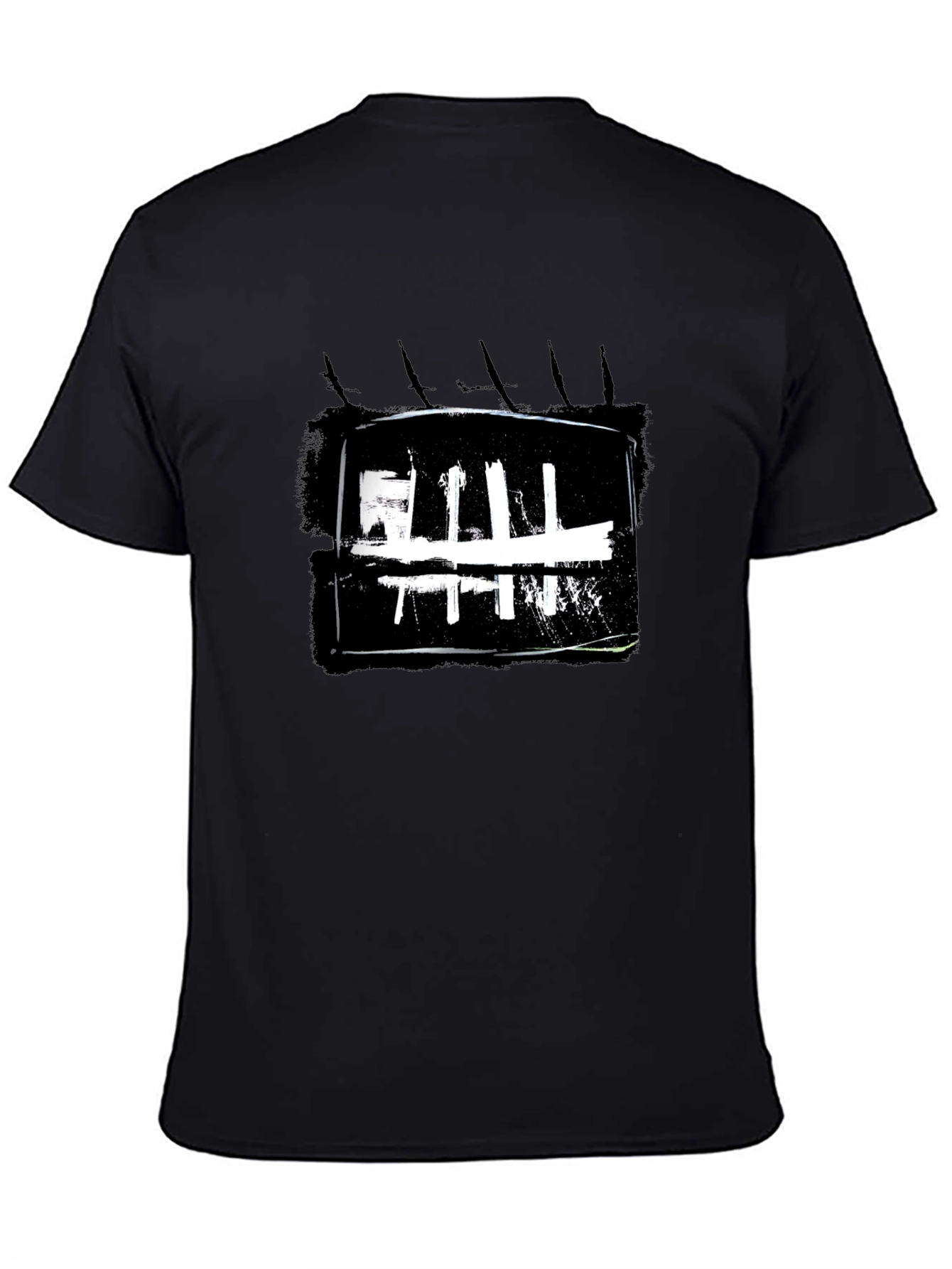 Abstract Graphic Print Black Crew Neck T-Shirt
