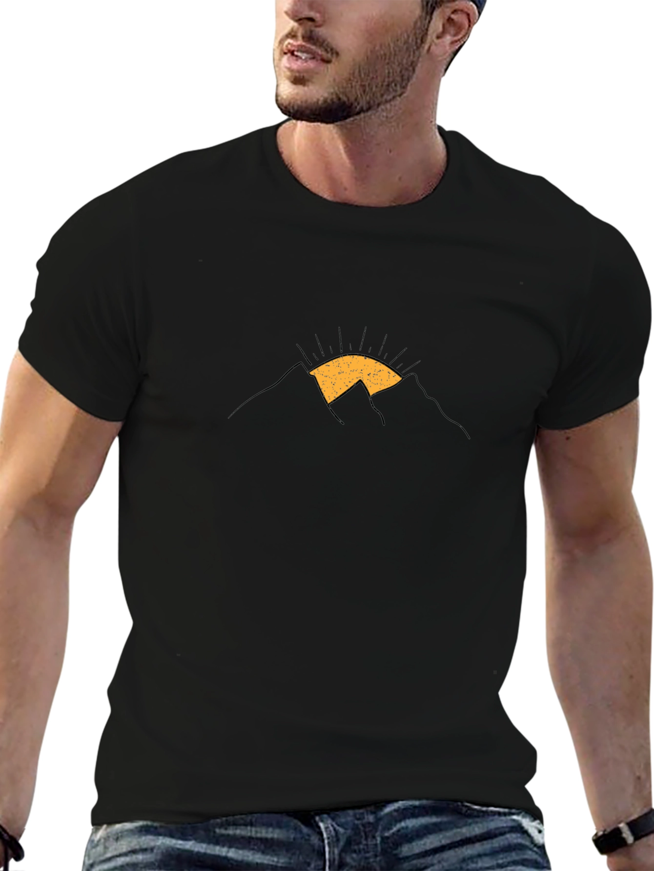 Sunrise Mountain Graphic Tee - Black Cotton Blend