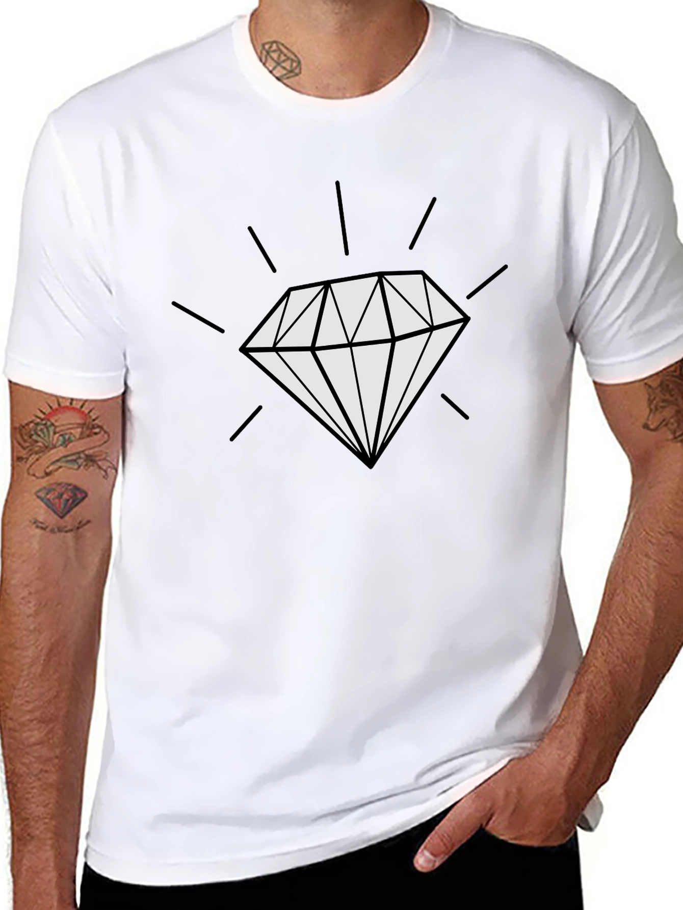 Diamond Graphic Black Tee - Modern Style