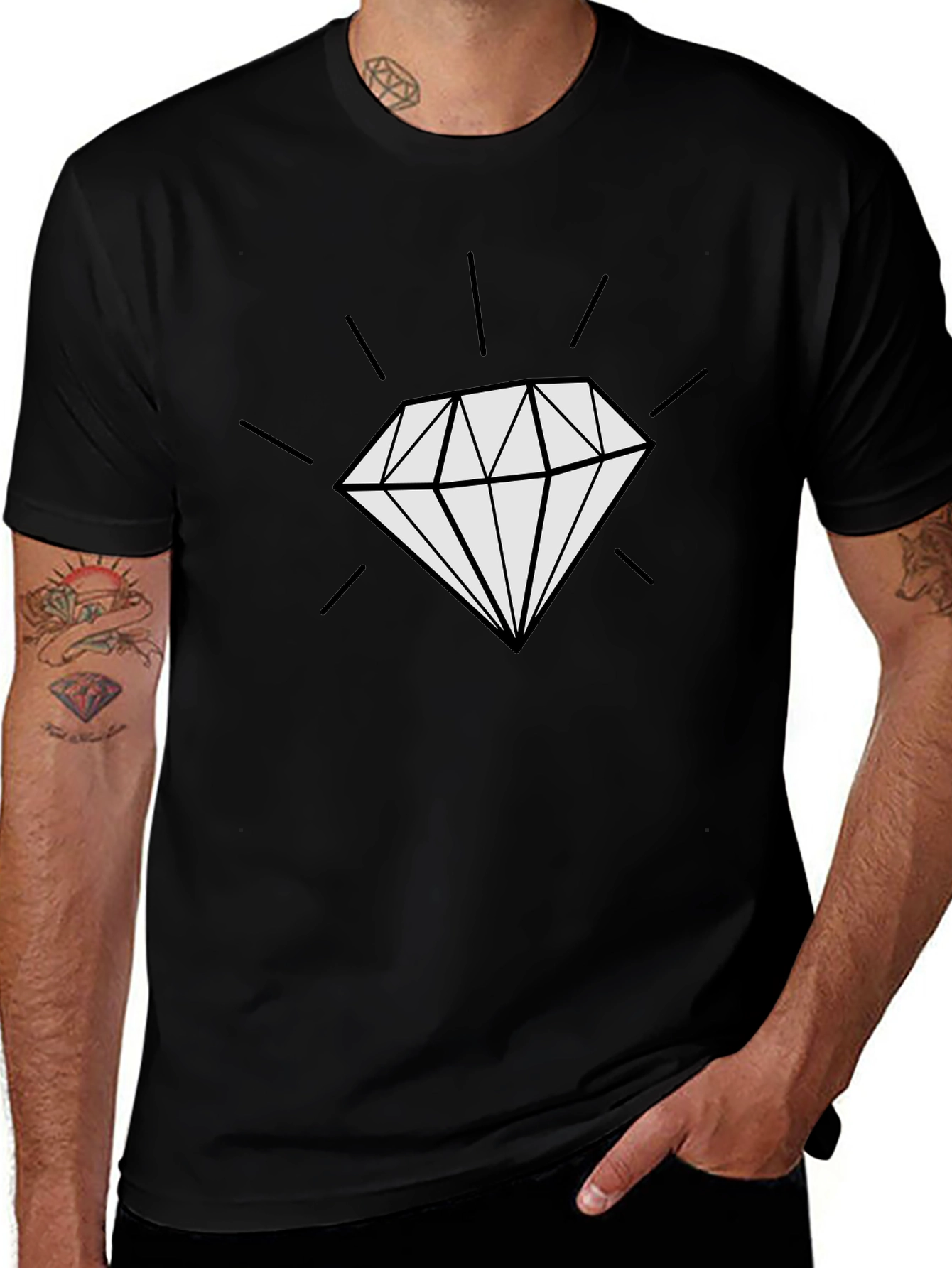 Diamond Graphic Black Tee - Modern Style