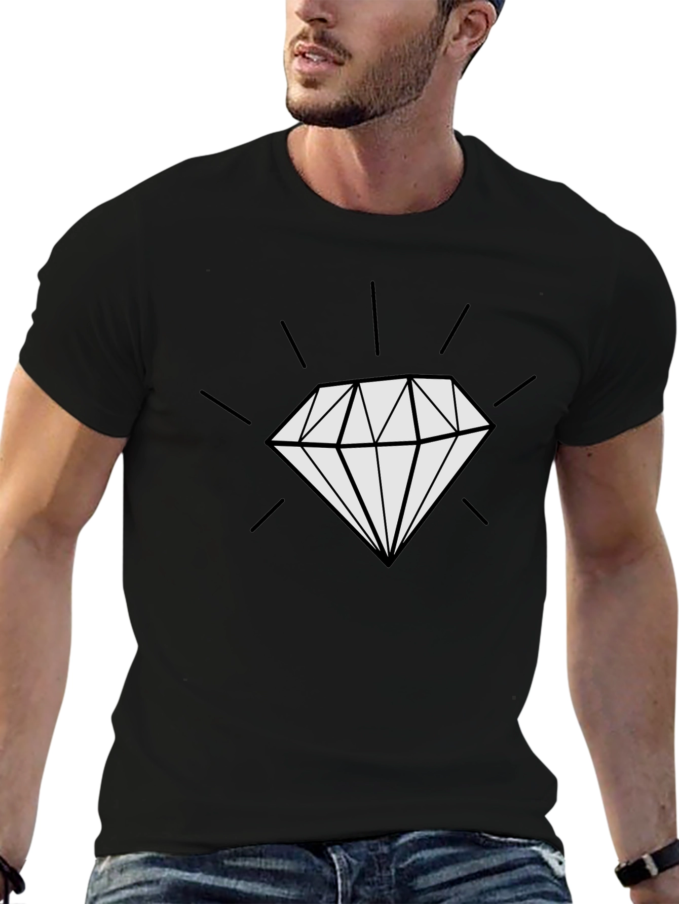 Diamond Graphic Black Tee - Modern Style