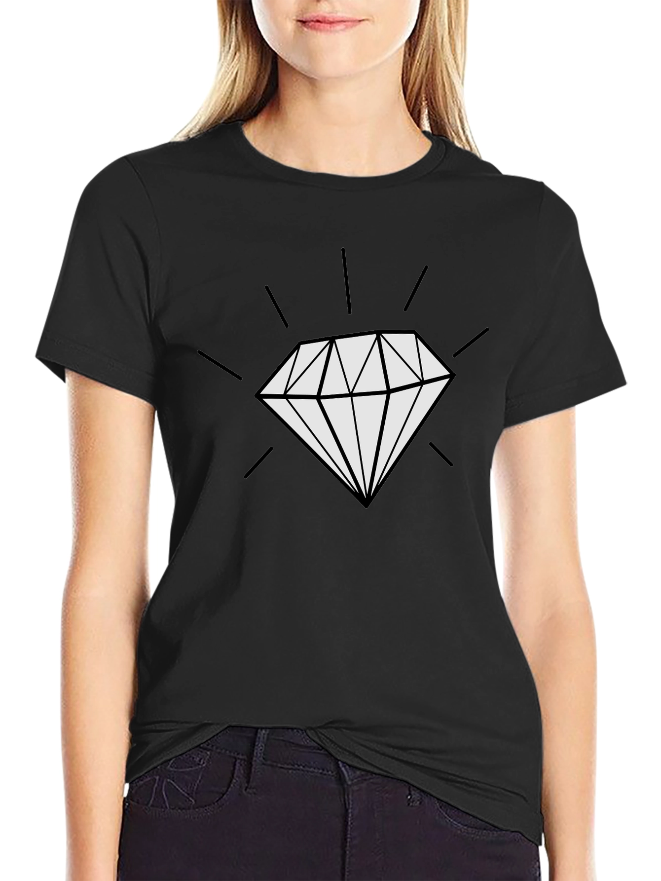 Diamond Graphic Black Tee - Modern Style