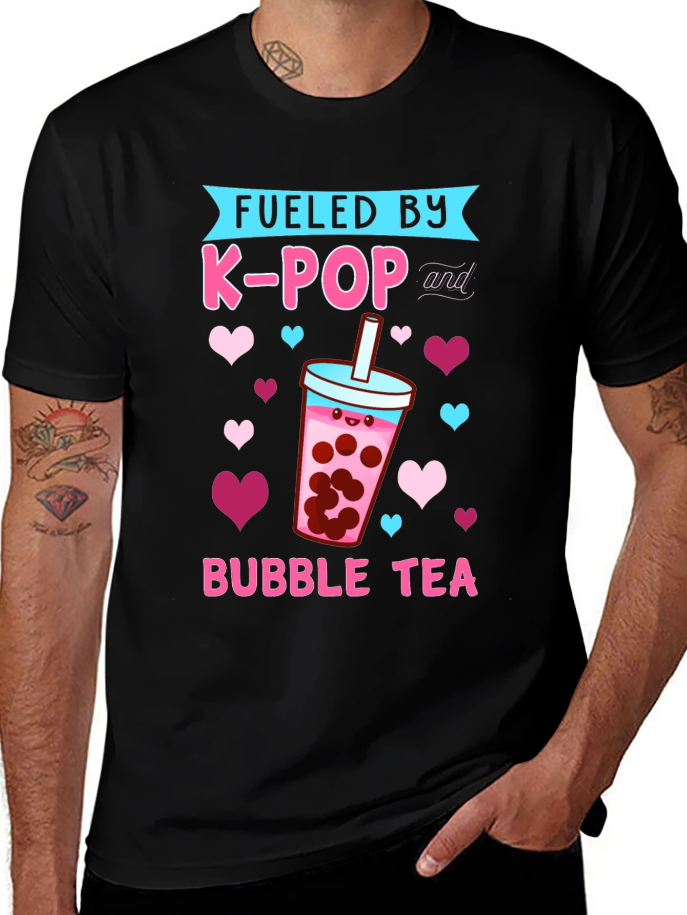 Fueled By K-Pop and Bubble Tea Graphic Tee