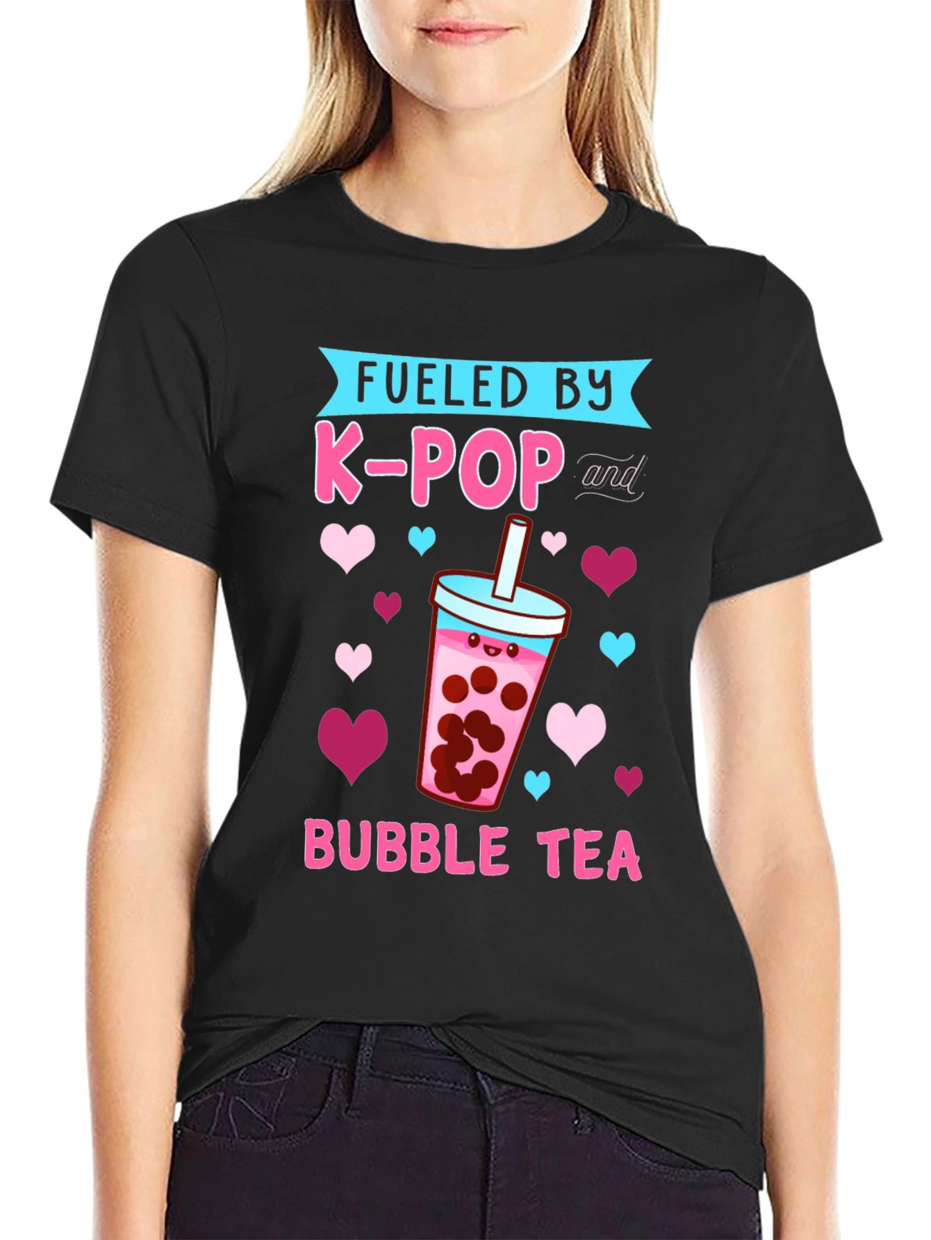 Fueled By K-Pop and Bubble Tea Graphic Tee