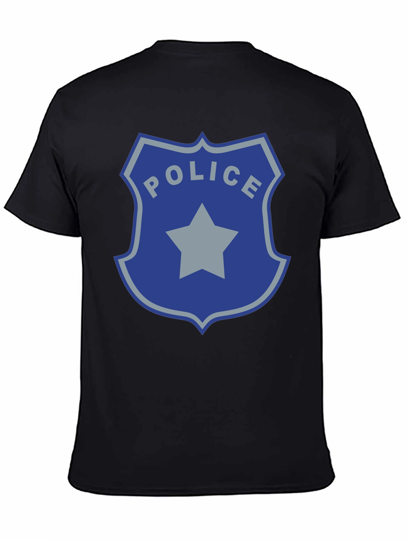 Police Badge Graphic Print Black T-Shirt