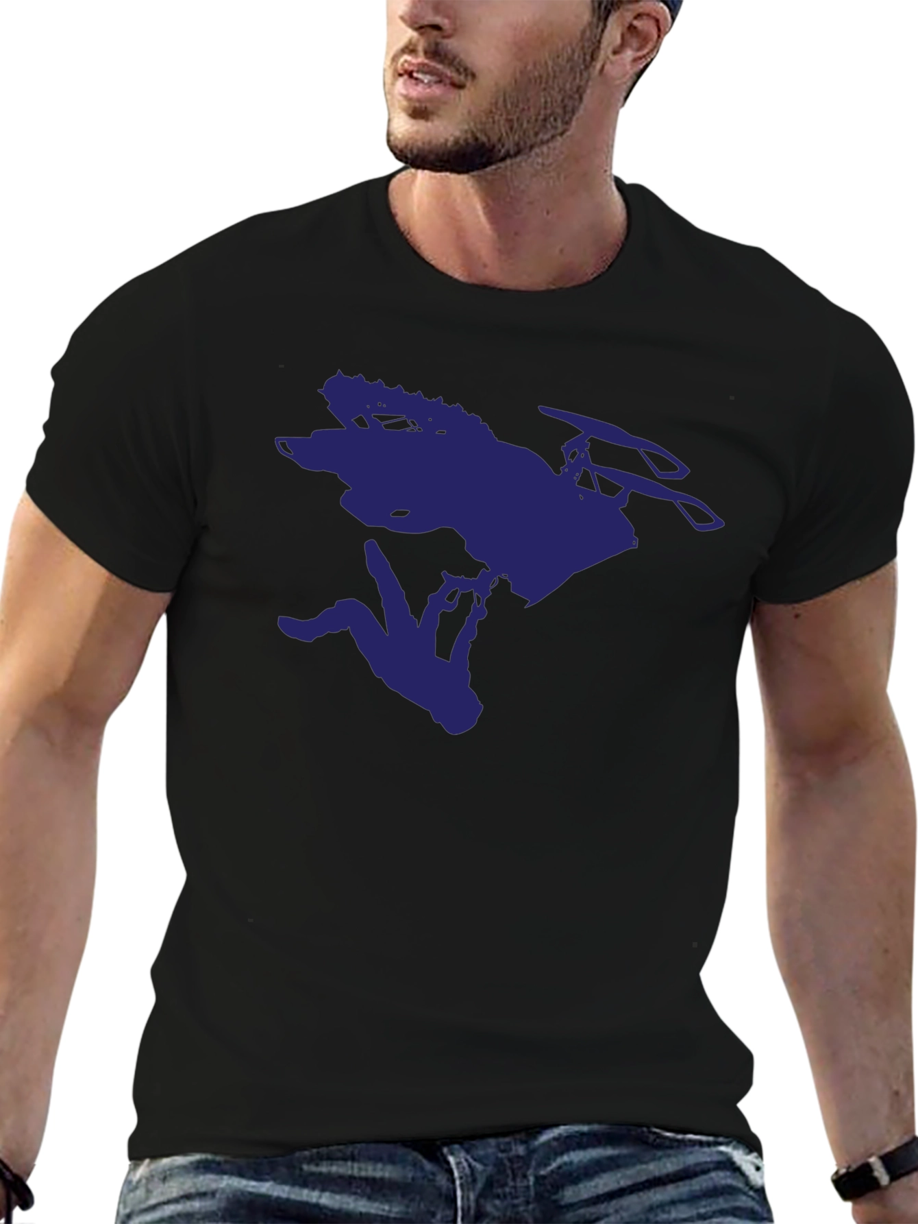Mens Black Graphic Tee - Skier Silhouette