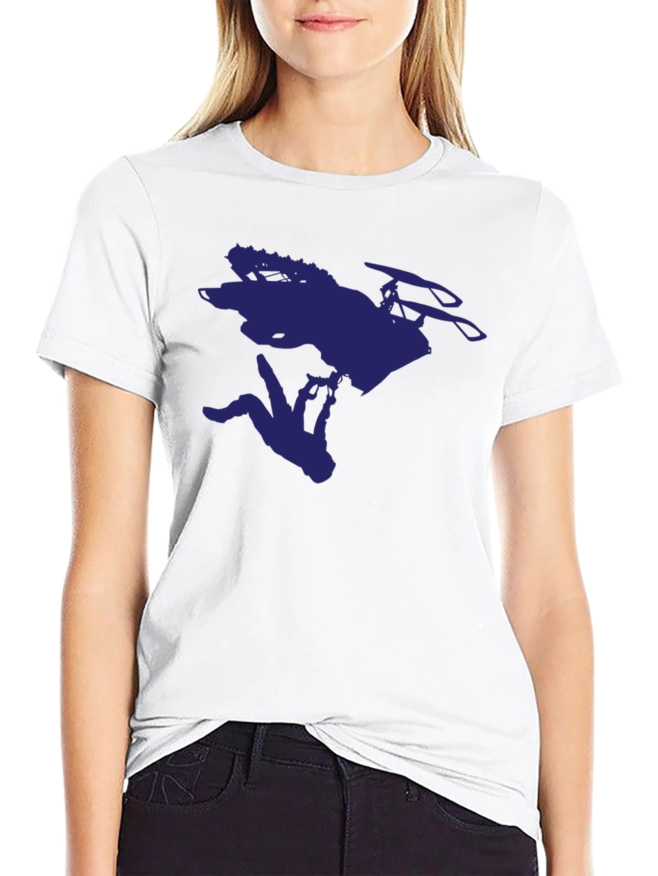 Mens Black Graphic Tee - Skier Silhouette