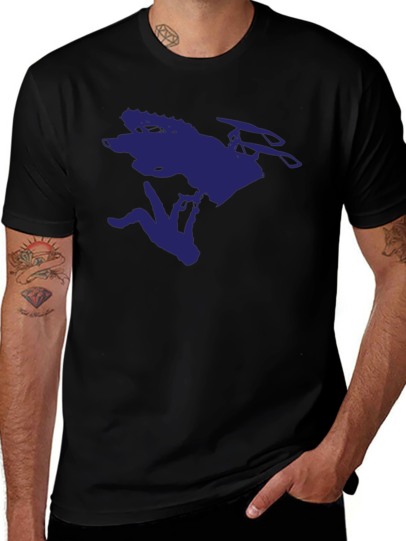 Mens Black Graphic Tee - Skier Silhouette