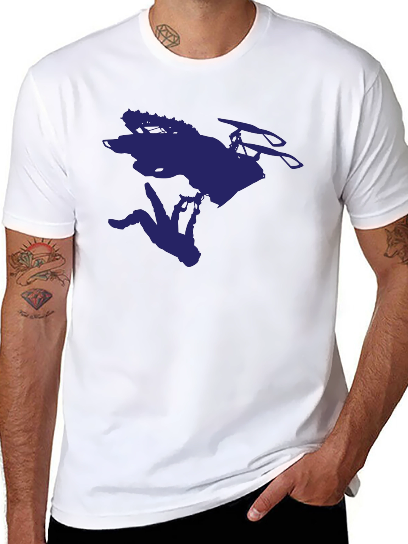 Mens Black Graphic Tee - Skier Silhouette