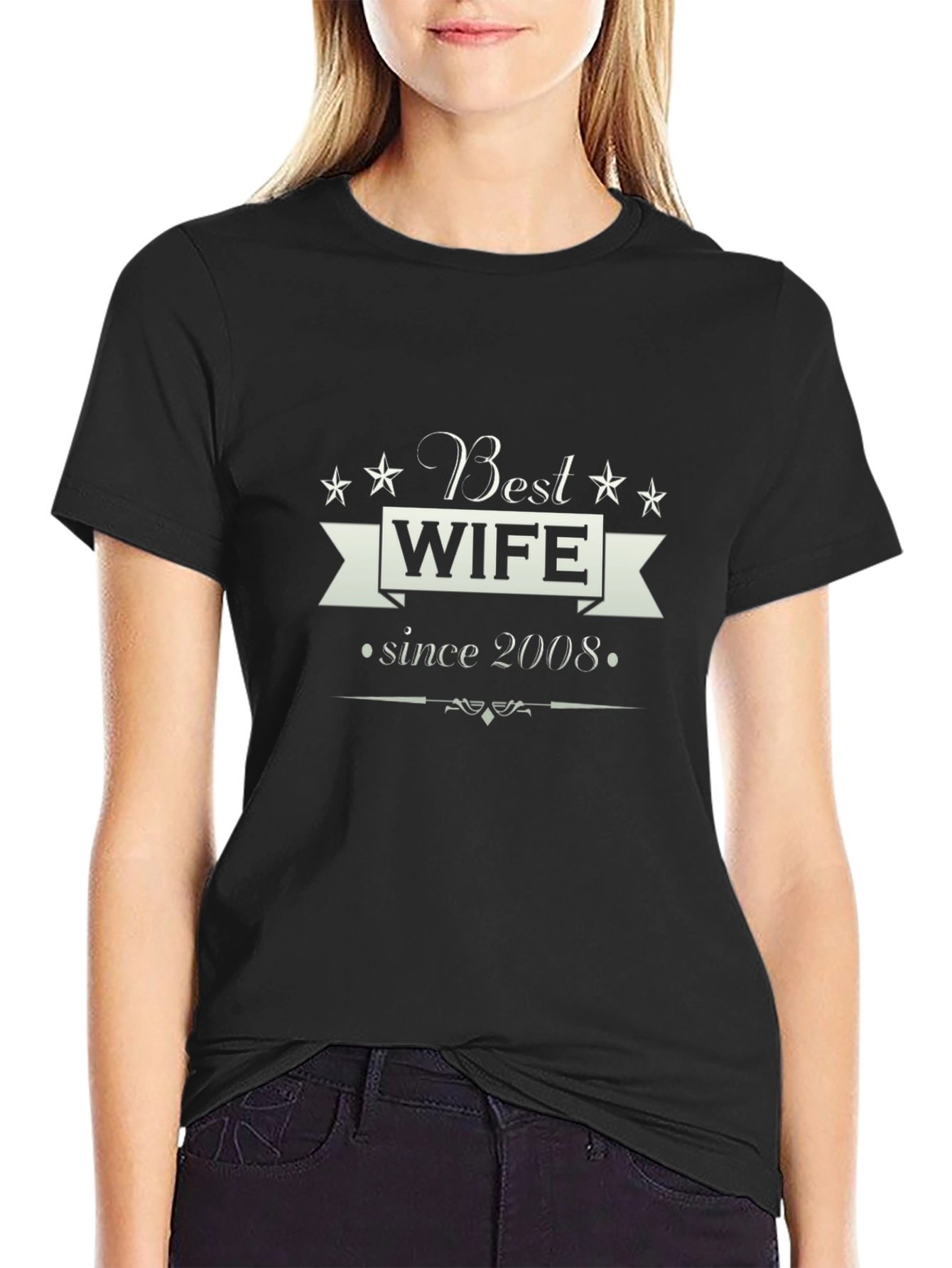 Best Wife Since 2008 Graphic Tee - Black