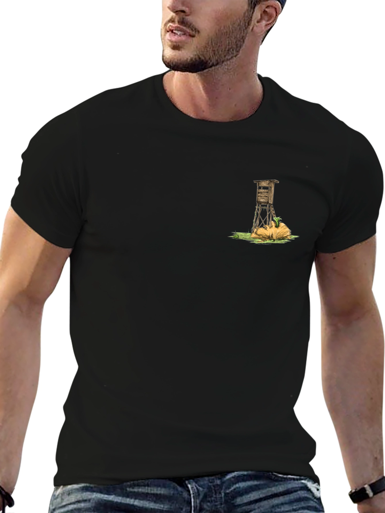Hunting Stand Graphic Tee - Black Casual Comfort
