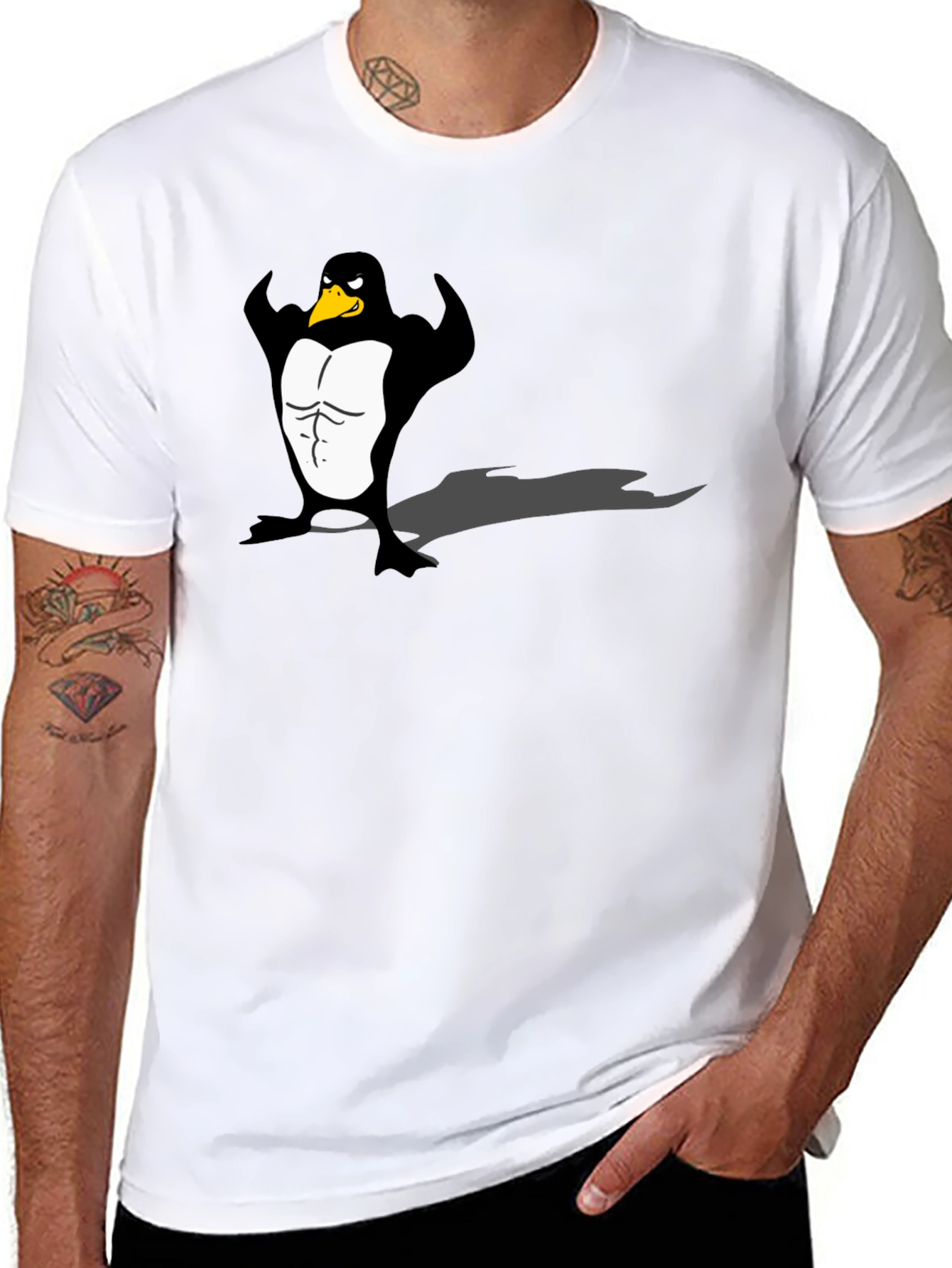 Mens Black Penguin Muscle Graphic Tee