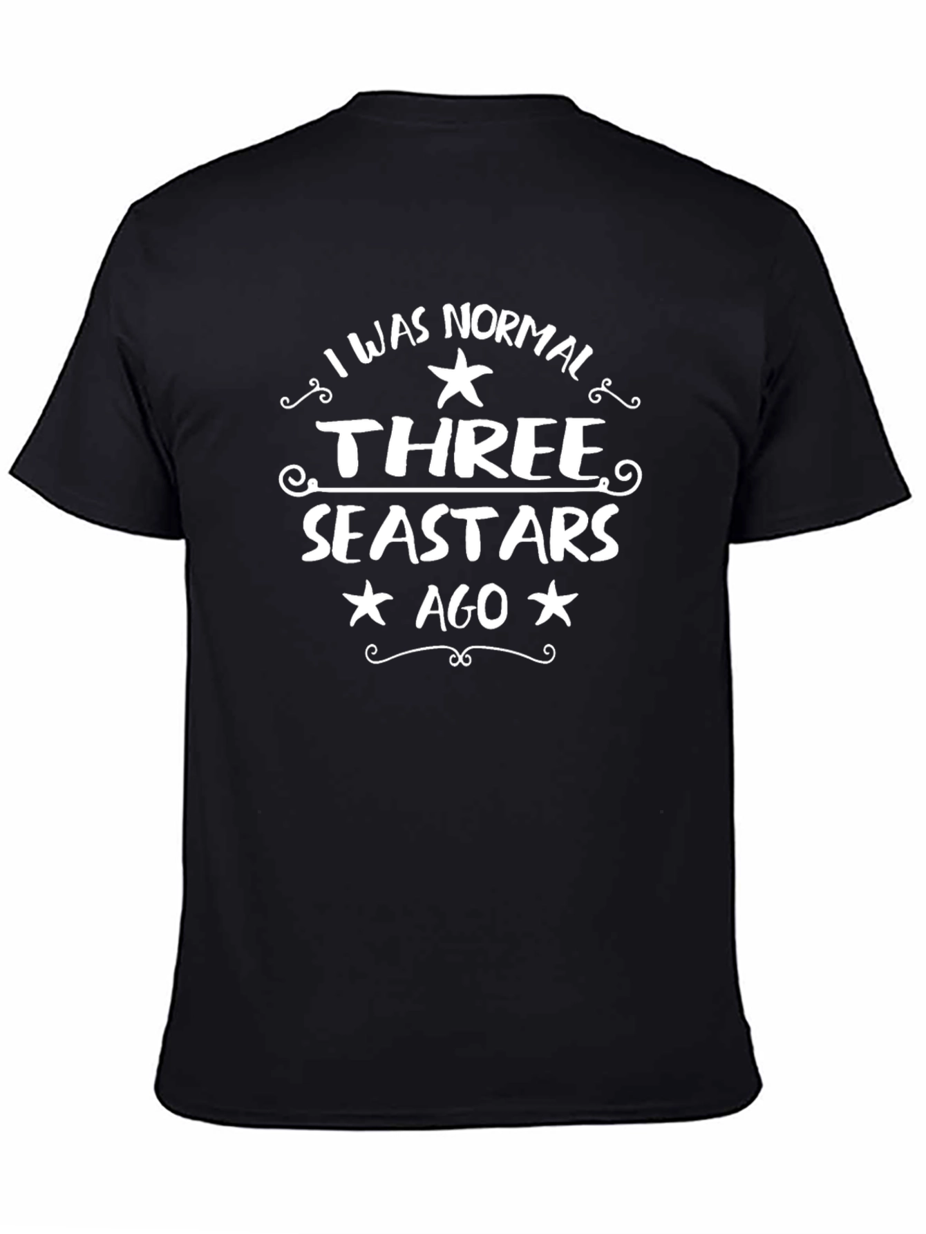 Funny Three Seastars Ago Graphic T-Shirt - Black