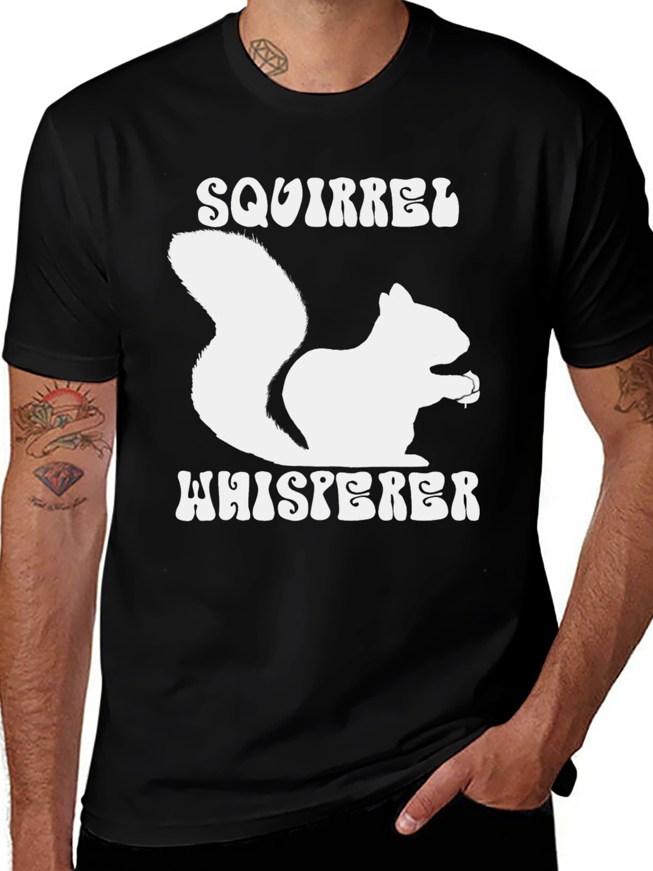 Squirrel Whisperer Graphic Tee - Black Cotton T-Shirt