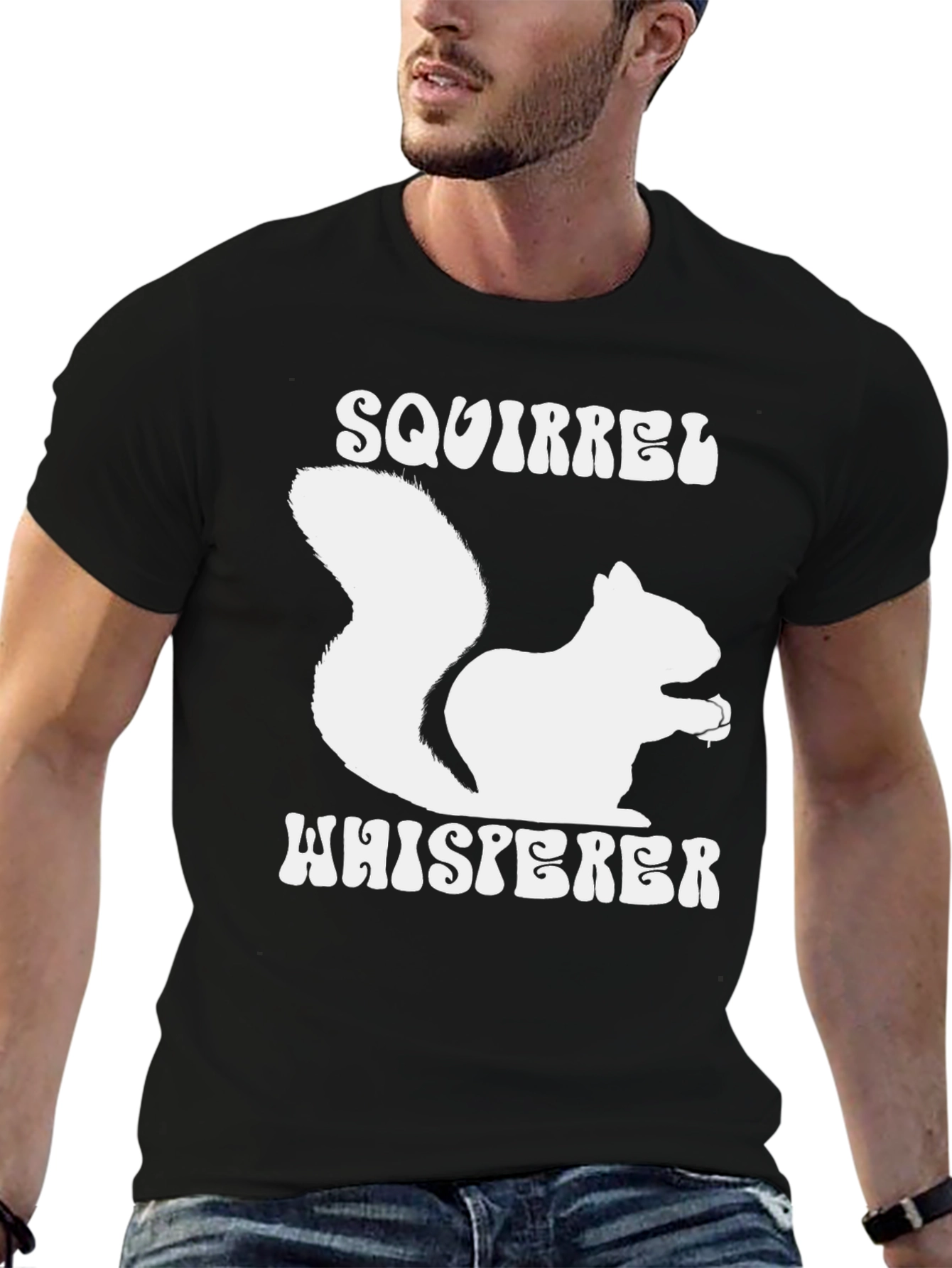 Squirrel Whisperer Graphic Tee - Black Cotton T-Shirt