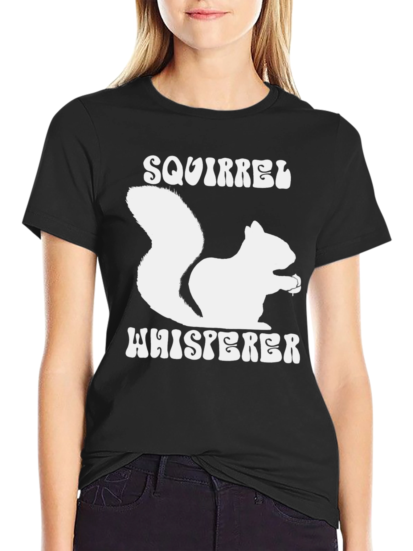 Squirrel Whisperer Graphic Tee - Black Cotton T-Shirt