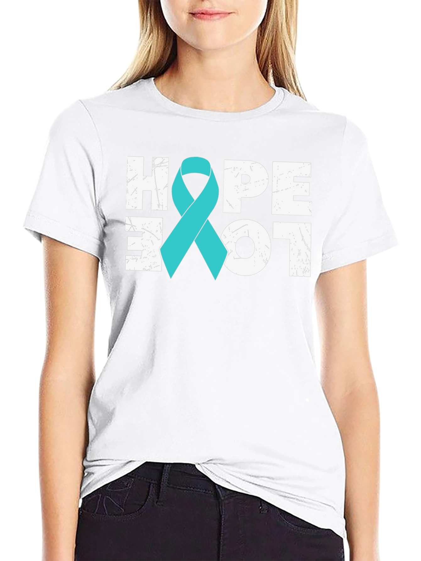 Hope Love Teal Ribbon T-Shirt