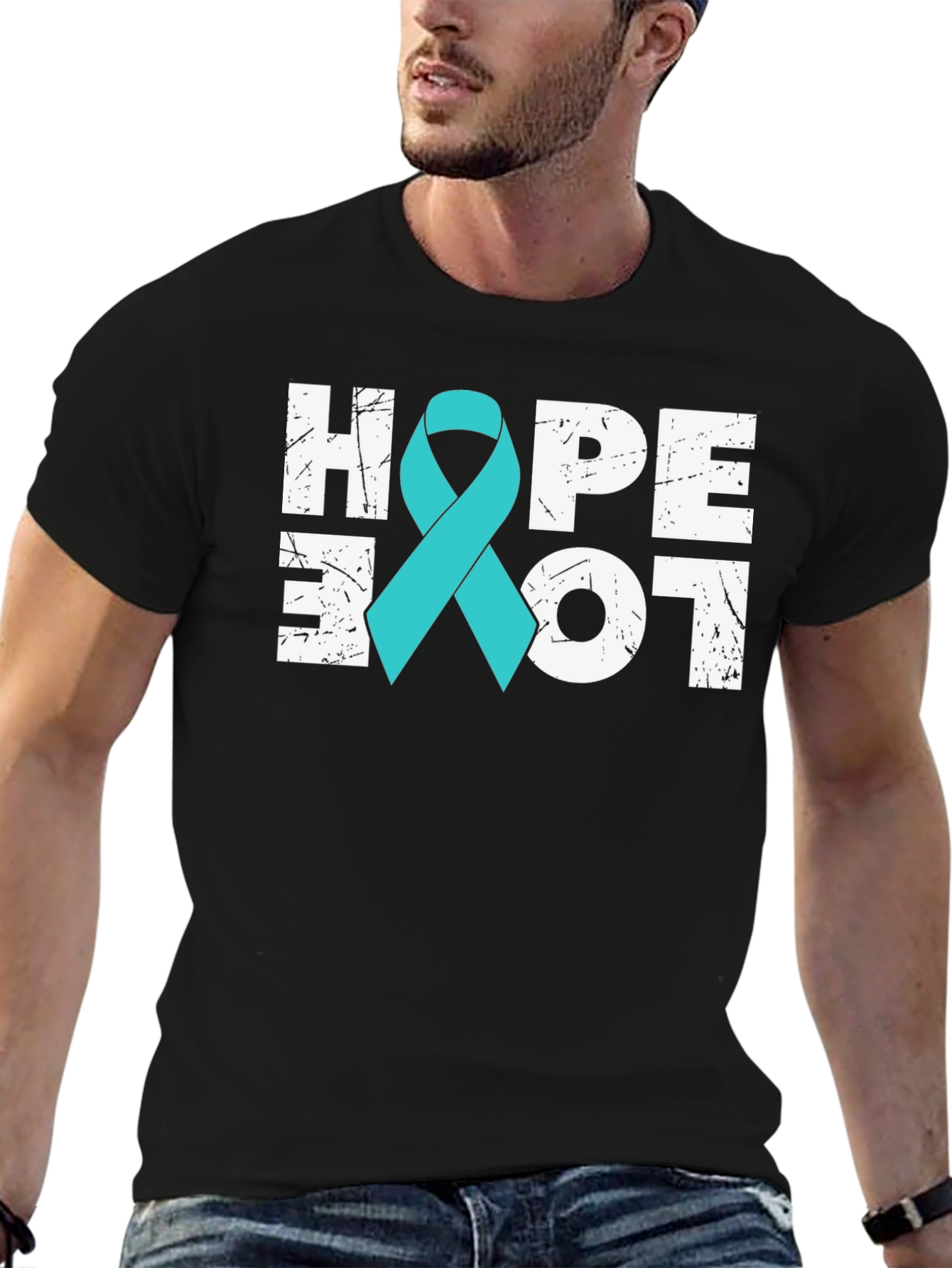 Hope Love Teal Ribbon T-Shirt