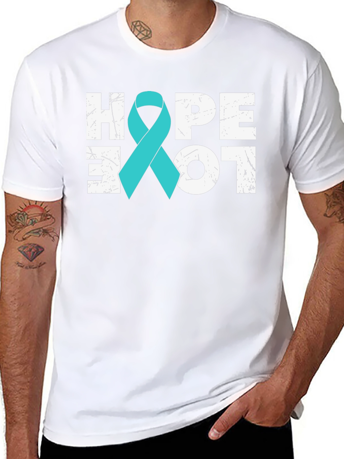 Hope Love Teal Ribbon T-Shirt