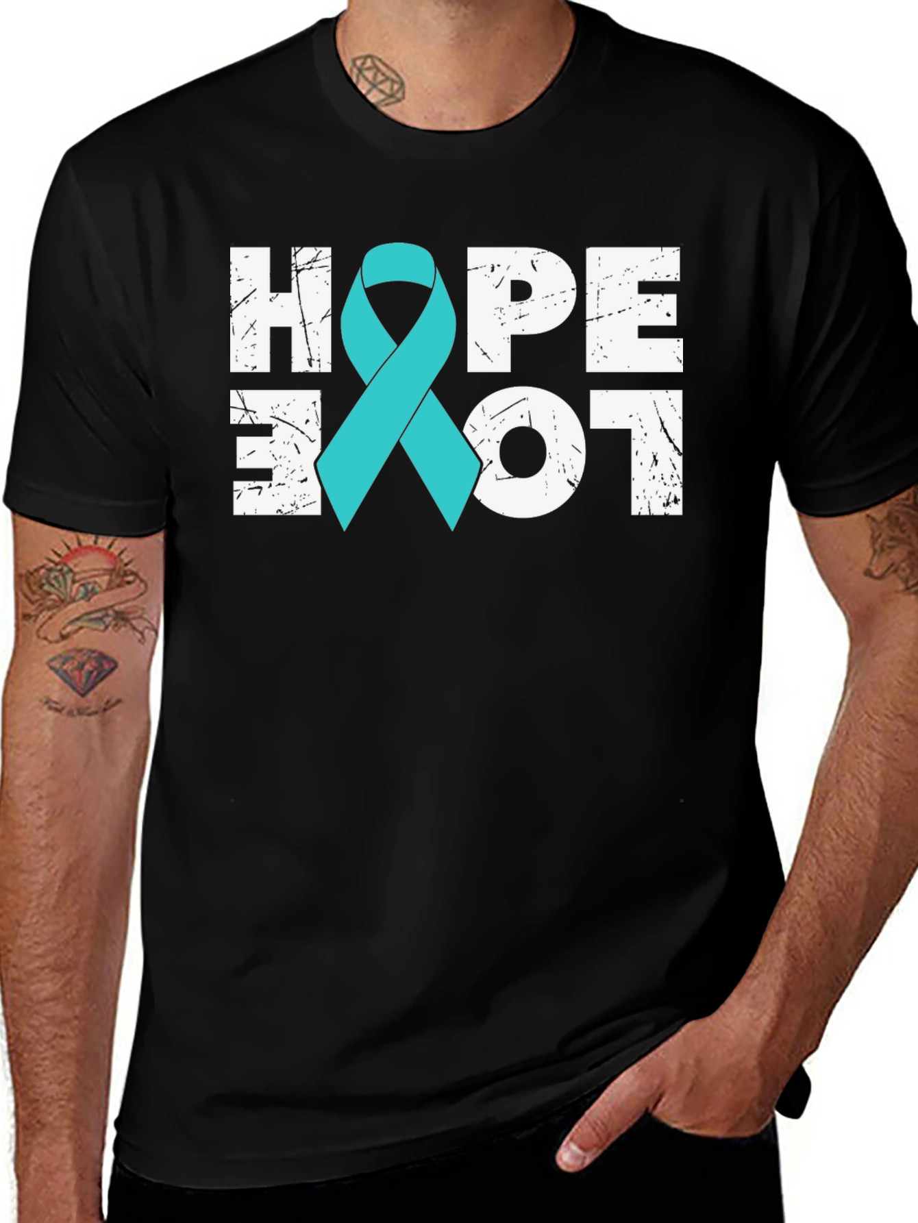 Hope Love Teal Ribbon T-Shirt