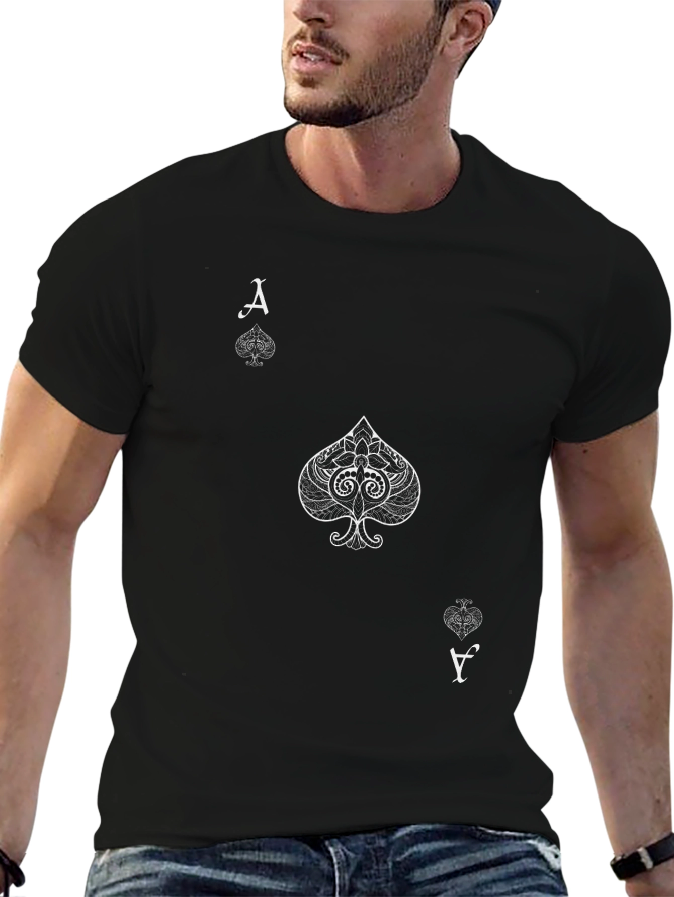 Ace of Spades Graphic Tee - Black Cotton