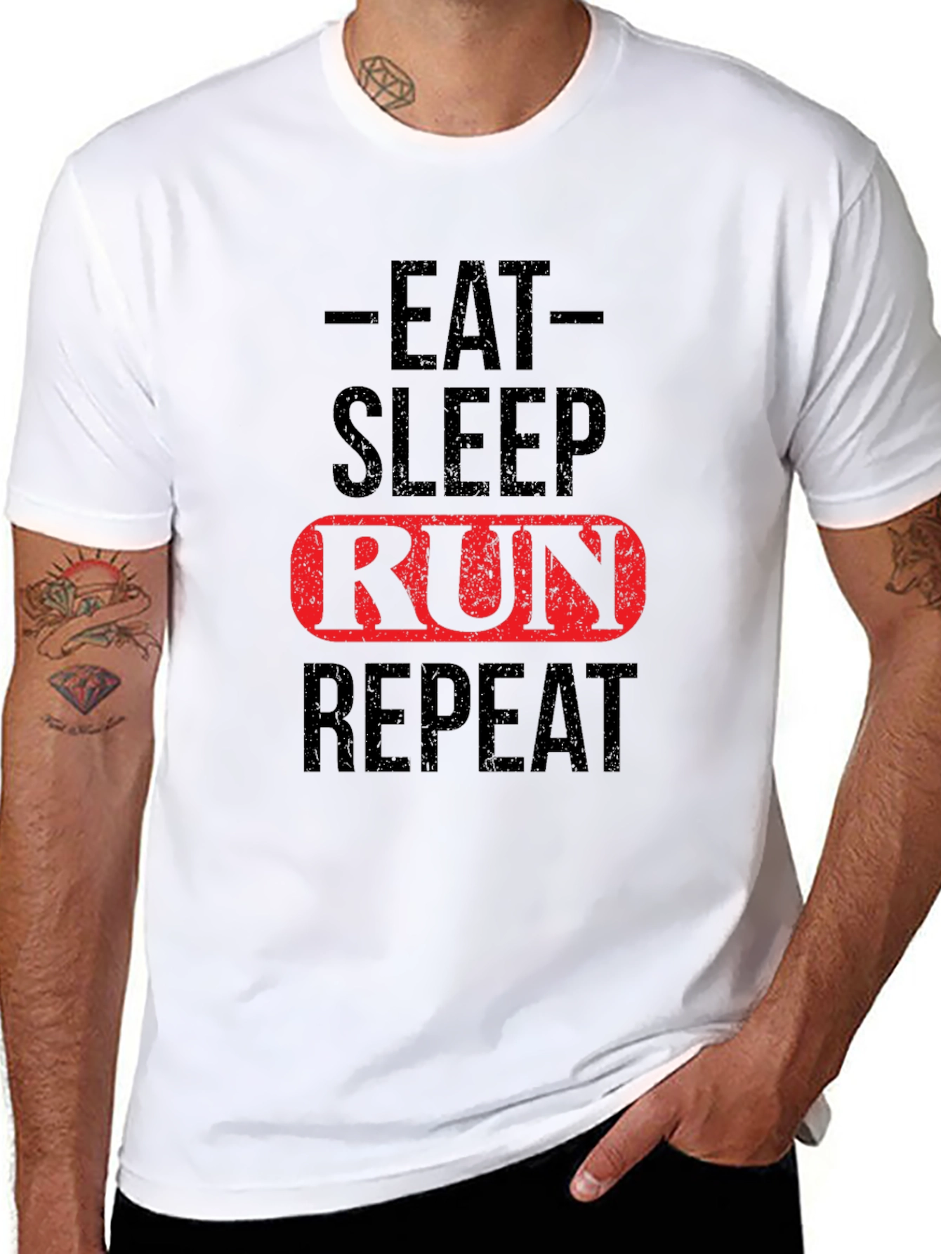 Eat Sleep Run Repeat Black Graphic T-Shirt
