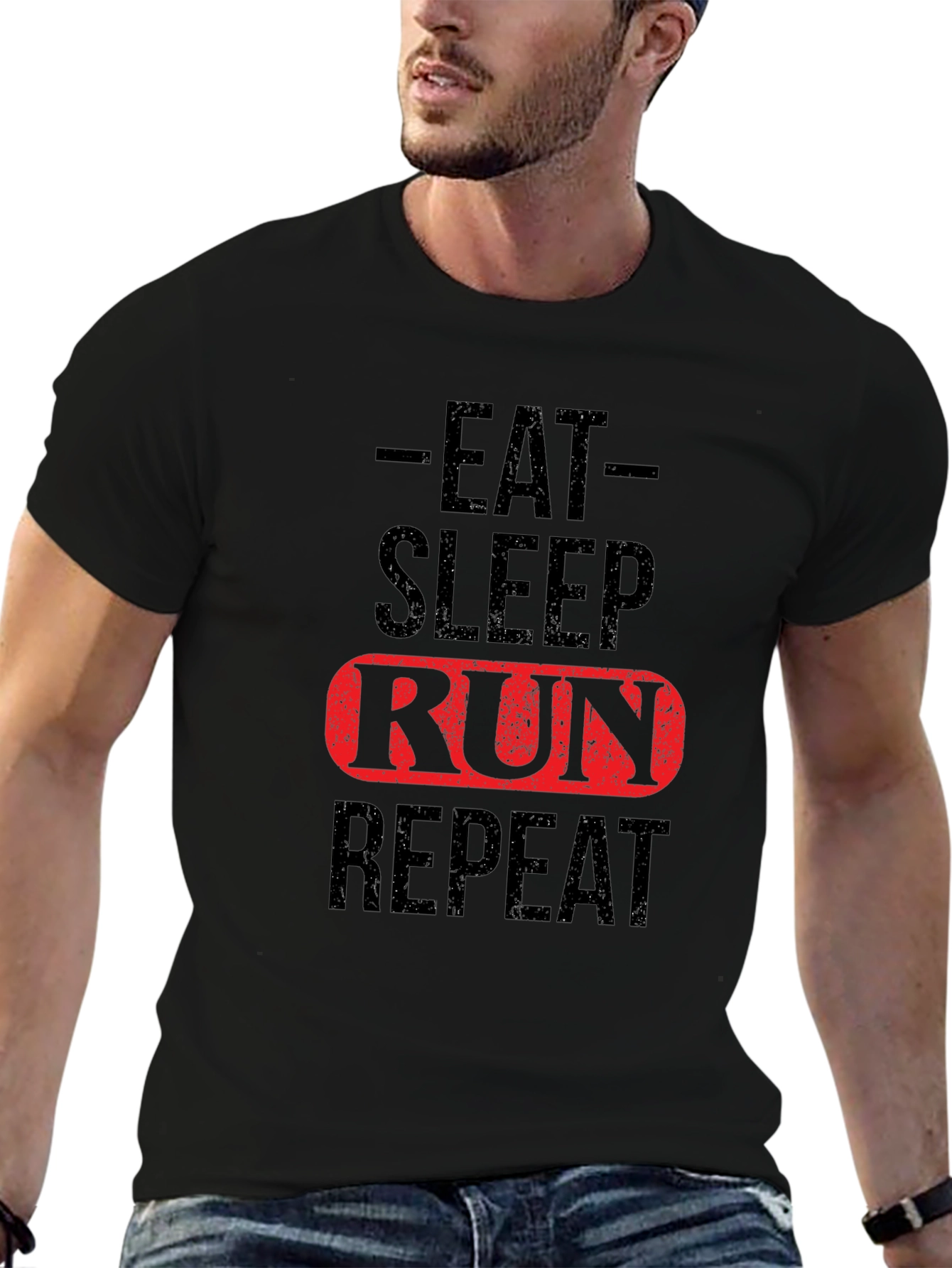 Eat Sleep Run Repeat Black Graphic T-Shirt