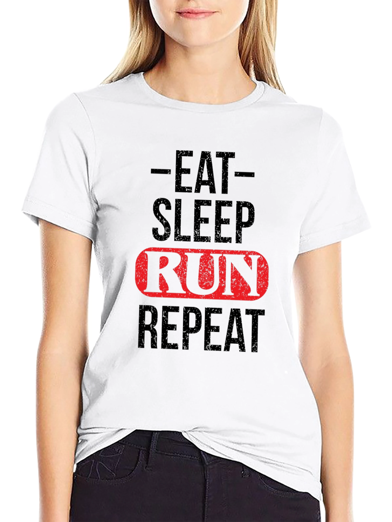 Eat Sleep Run Repeat Black Graphic T-Shirt