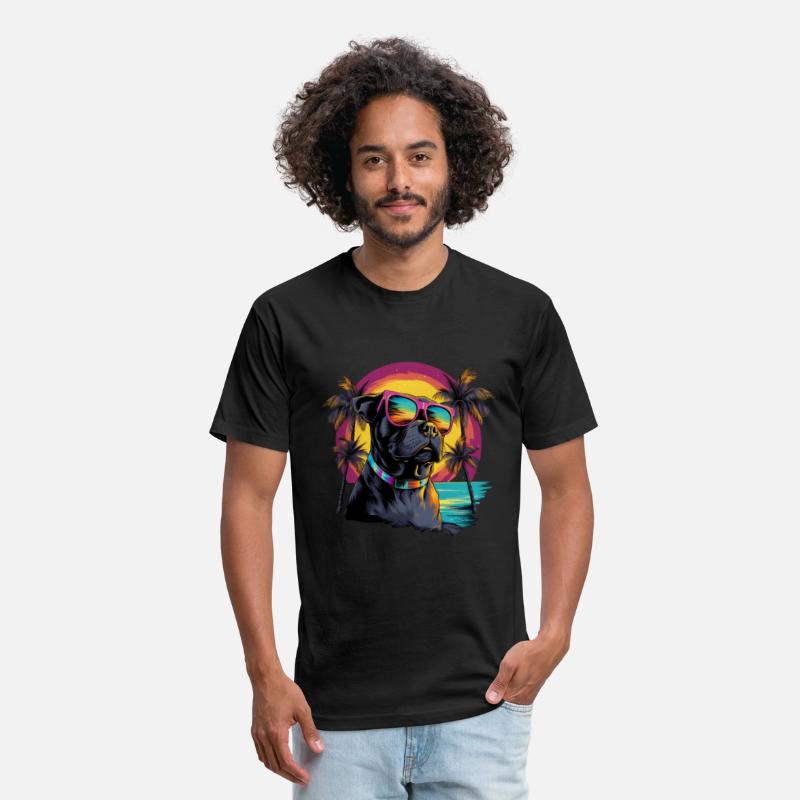 Retro Wave Pitbull Terrier Dog Shirt