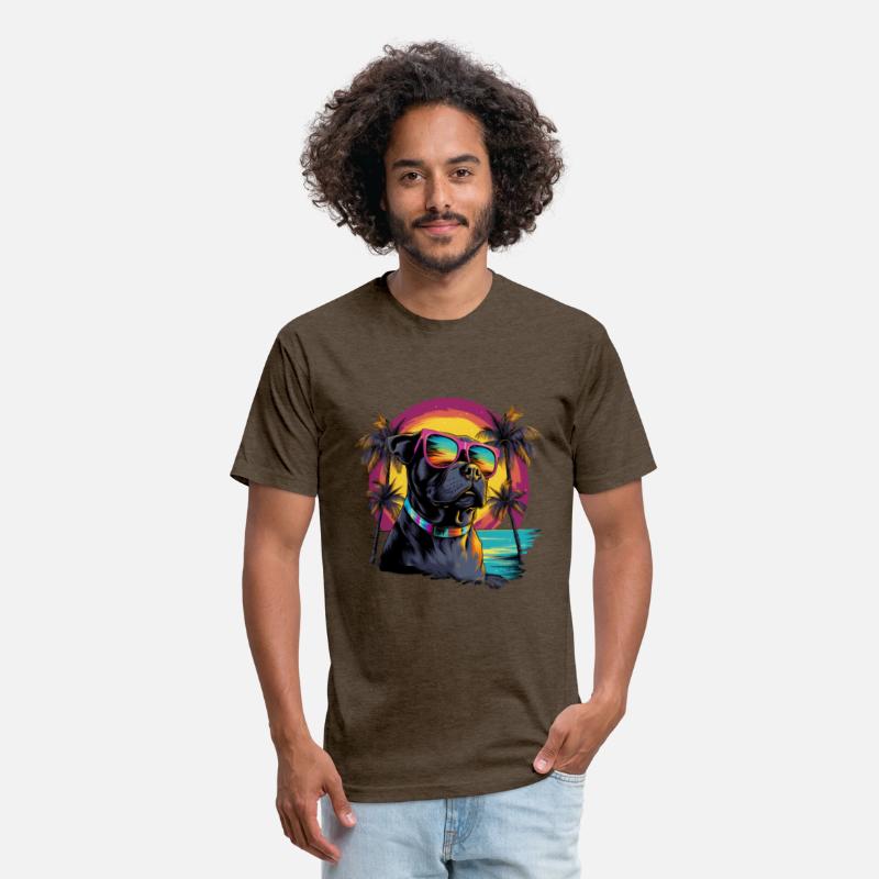 Retro Wave Pitbull Terrier Dog Shirt