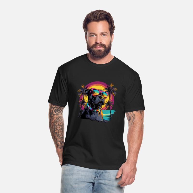 Retro Wave Pitbull Terrier Dog Shirt