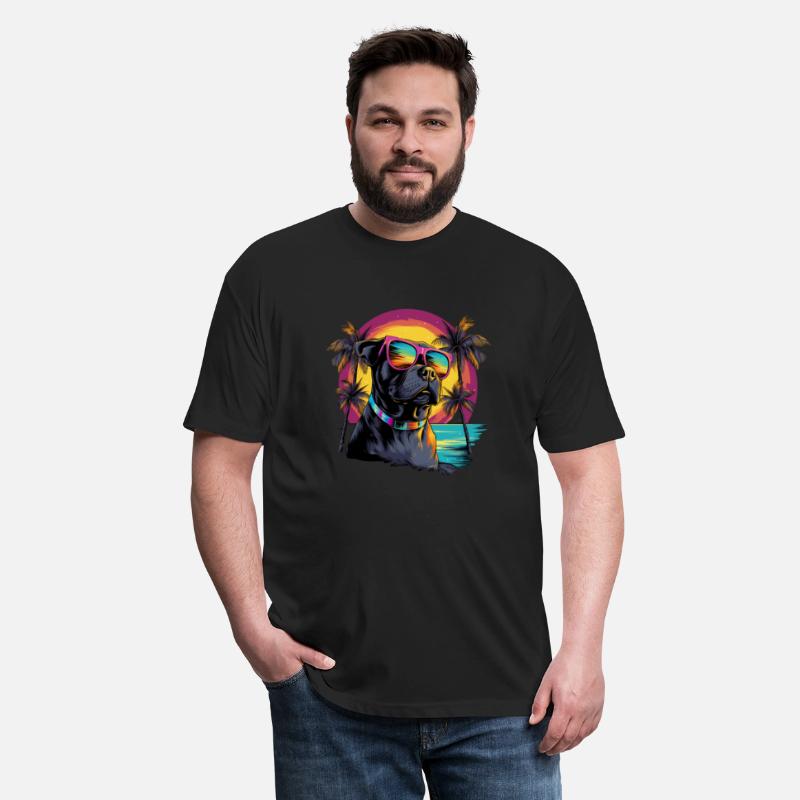 Retro Wave Pitbull Terrier Dog Shirt