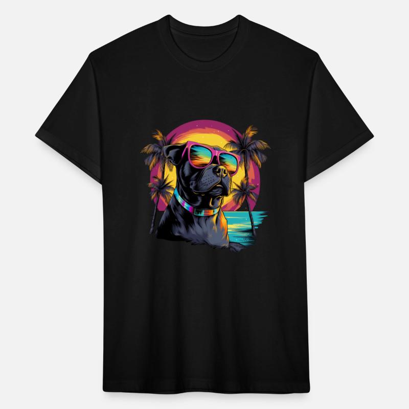 Retro Wave Pitbull Terrier Dog Shirt